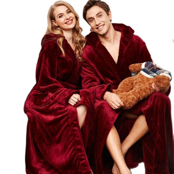 

men's sleepwear 2021 winter warm ultral long flannel men robe gown casual loose for 130kg bathrobe men&women thick large home clothes, Black;brown