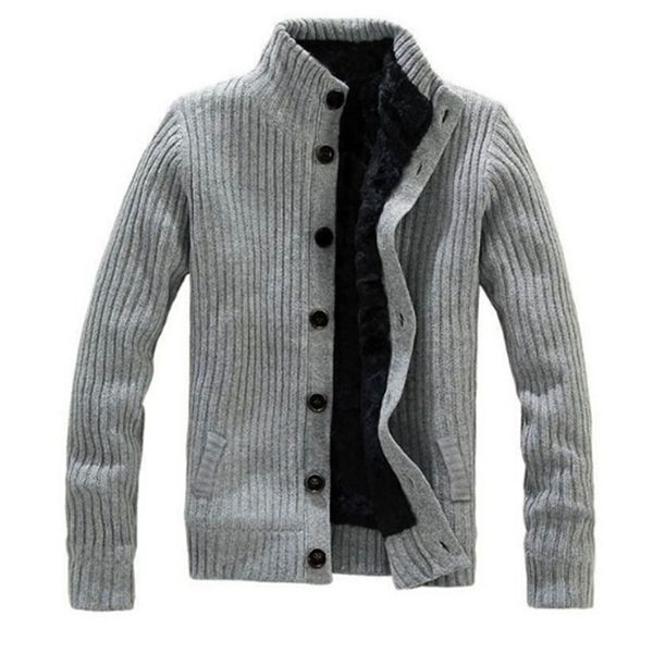 

new thick warm cardigan with fur good quality popular soft sweater men 7s7n, White;black