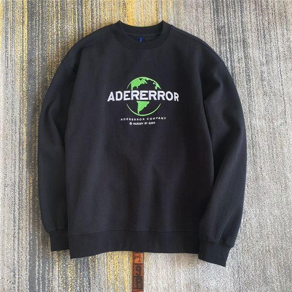 

2021 new earth embroidery ader error sweatshirts men women 1:1 loose oversize adererror pullovers oversized 3ctg, Black