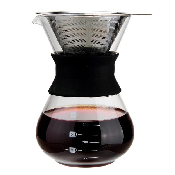 

coffee filters household 200ml hand-made pot set stainless steel strainer,glass sharing portable drip-type filter cup