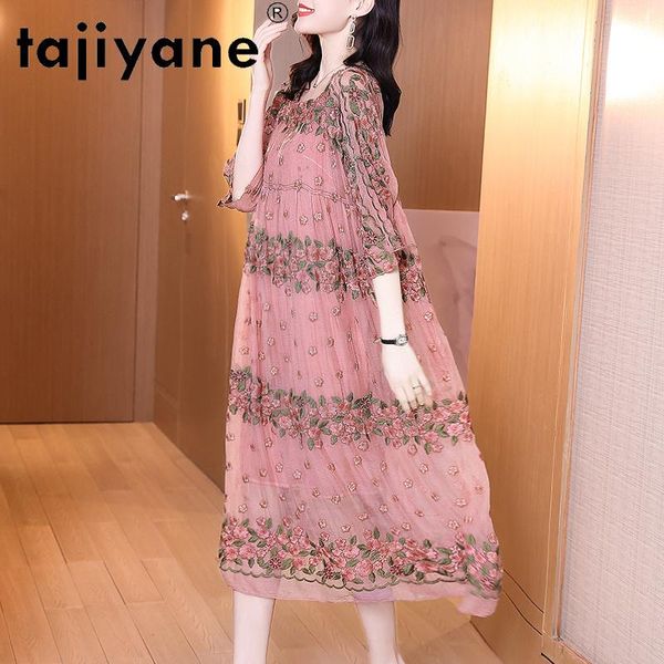 

tajiyane 2021 dresses for women 100% real silk summer dress spring women's clothing genuine silk woman dresses vestidos tn2550, Black;gray