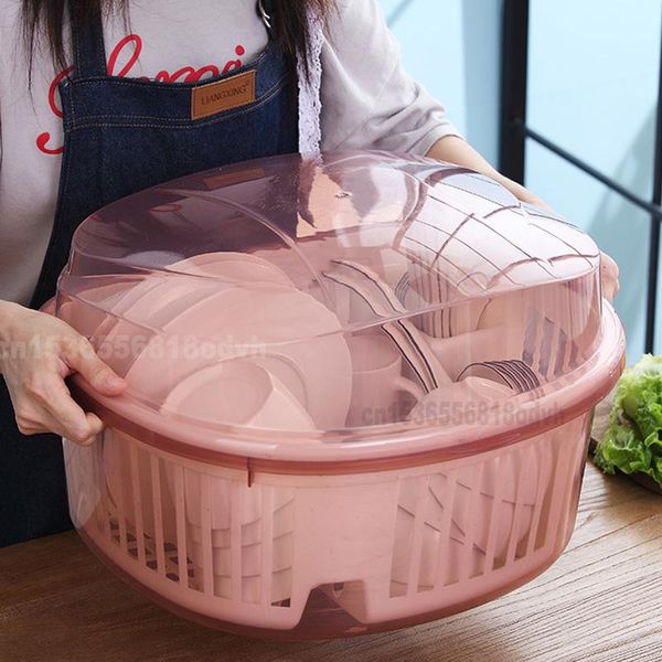 

storage bottles & jars transparent cupboard with cover drain basket plastic bowl rack for household dishes and chopsticks kitchen items