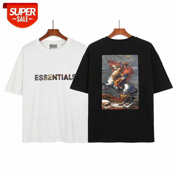 

eentials double line loose roman portrait short sleeve t-shirt #la74, White;black
