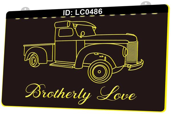 LC0486 Old Classic Truck Brotherly Love Lichtschild 3D-Gravur