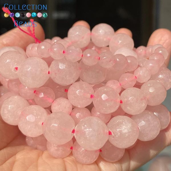 

other natural faceted rose pink quartz stone loose round beads for jewelry making 4-12 mm diy bracelets accessories wholesale