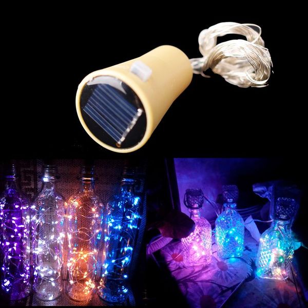 

strings 10led 15led 20led solar wine bottle lights cork shape fairy garland christmas light copper wire home room decoration lamp