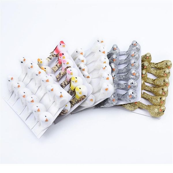 

12pcs fake foam gold bird christmas wreath decorations for home wedding party kids toys fridge sticker artificia jllxwz