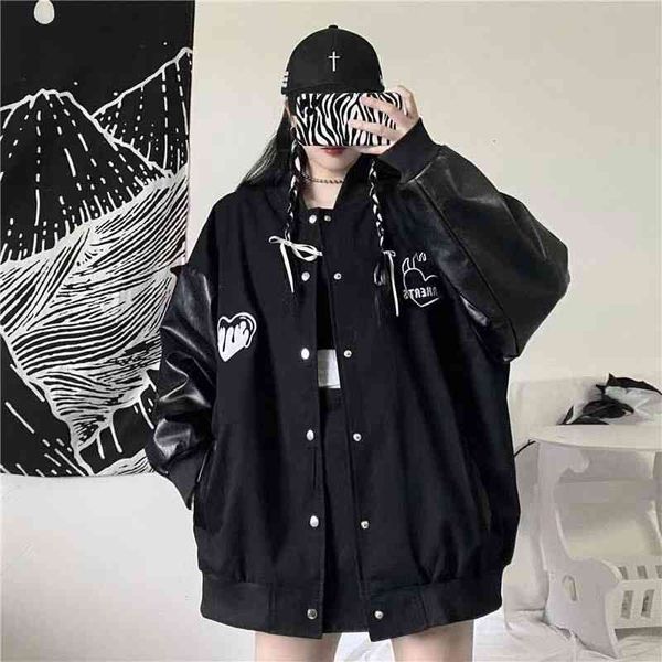 

women's jackets men's and women's baseball uniform jacket autumn hong kong style korean letter embroidery loose stitching thi, Black;brown