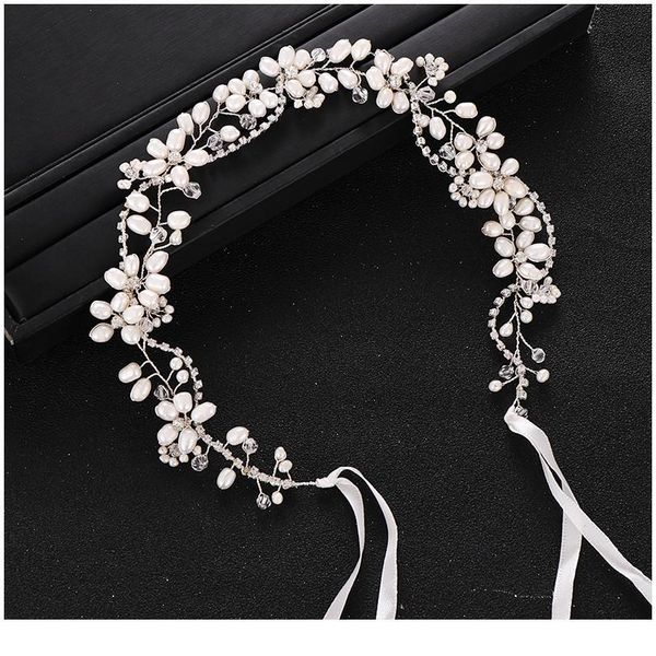 

trendy handmade silver color crystal pearl headband bridal hair accessories wedding headdress princess hair jewelry brid jllfbn