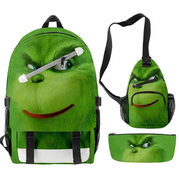 

backpack green fur monster boys teenager students schoolbag women men 3d printed waterproof oxford lapbags