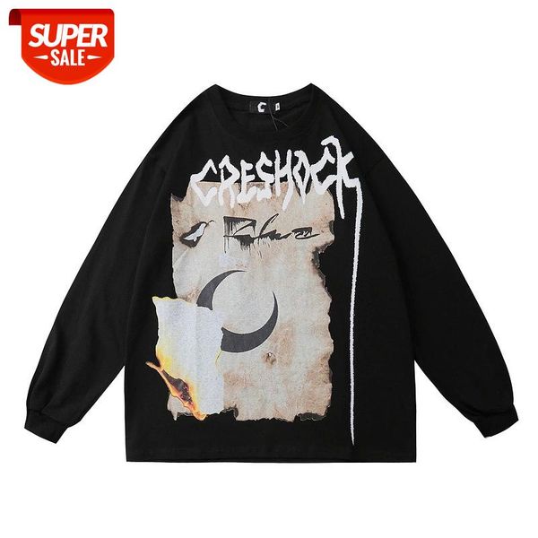 

seveyfan 2021 men's fashion room printed tees hip hop cotton tees oversize long sleeve cotton for male #bn2j, White;black