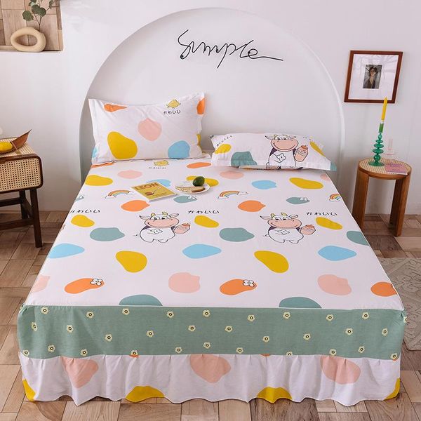 

sheets & sets cotton bed skirt single piece cartoon printing student dormitory bedspread comfortable home bedding sheet