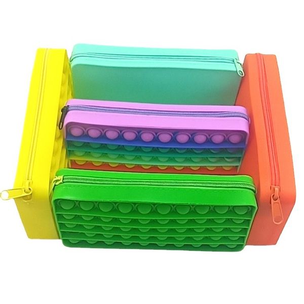 

2021 creative new silicone pencil case rectangular press bubble decompression study stationery storage bag display model