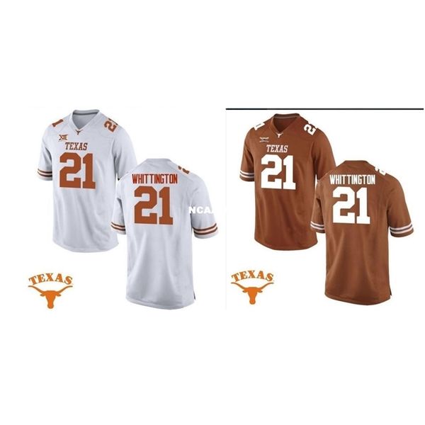 

001 texas longhorns j. whittington #21 real full embroidery college jersey size s-4xl or custom any name or number jersey, Black