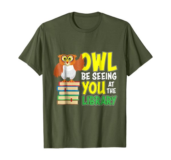 

owl be seeing you at the library librarian t shirt, White;black