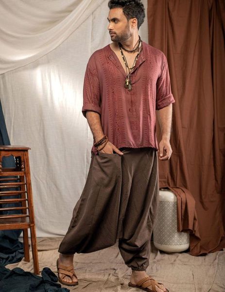 

men's pants baggy style with crotch, Black