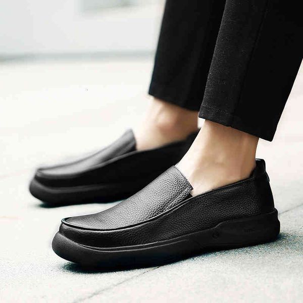 

dress shoes 2021 male fashion casual comfortable formal loafers men genuine leathe black driving tzue