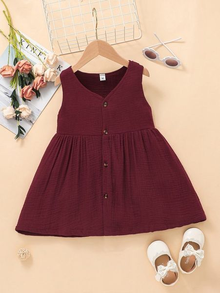 

toddler girls button front dress she, Red;yellow