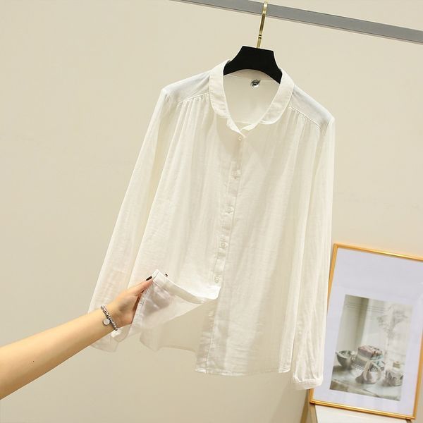 

2021 new plaid shirts women blouses cotton yarn long sleeve checked female clothes white grey spring news pxs3