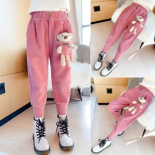 

women's pants & capris girls' cotton trousers with cashmere middle school children's thickened korean casual, Black;white