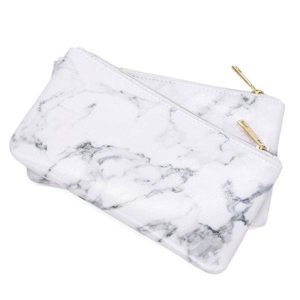 

fashion marble pu cosmetic bag zipper storage bag portable ladies travel makeup brushes organizer