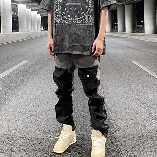

2021 new just rits color block streetwear straight casual for men drawing board harajuku oversized hip hop losse broek crvd, Black
