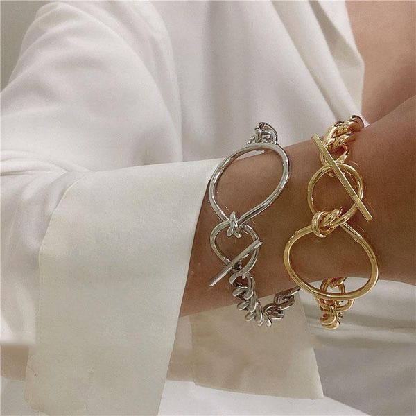 

bangle origin summer exaggerated circle geometric hollow out bangles for women toggle clasp gold silver color metal jewellery, Black