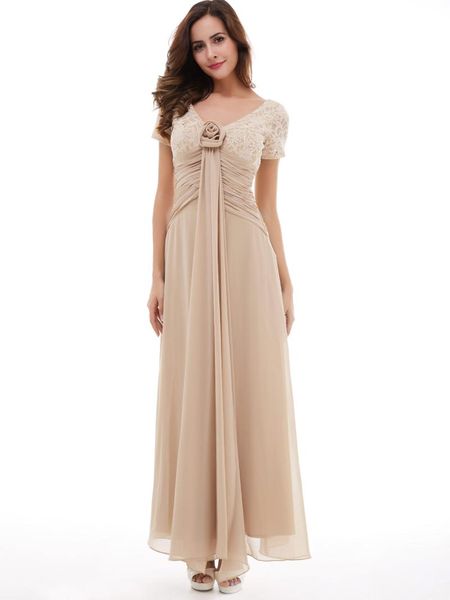 

party dresses dressv long evening dress champagne short sleeves a line ankle length flowers v neck lace sequins, White;black
