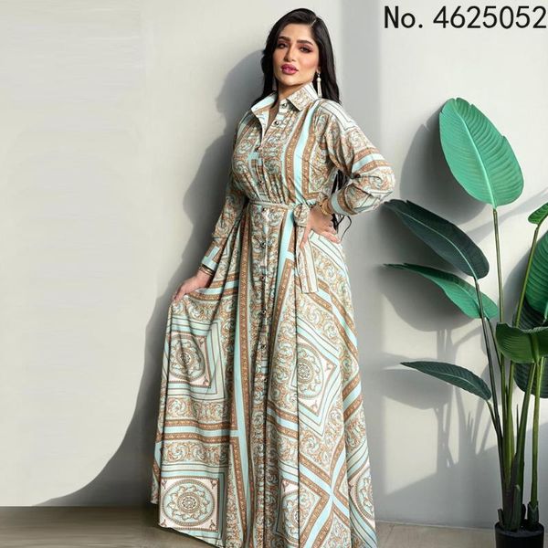 

ethnic clothing long shirt dress for women fall 2021 vintage print dubai turkey arabic oman morocco middle east muslim clothes, Red