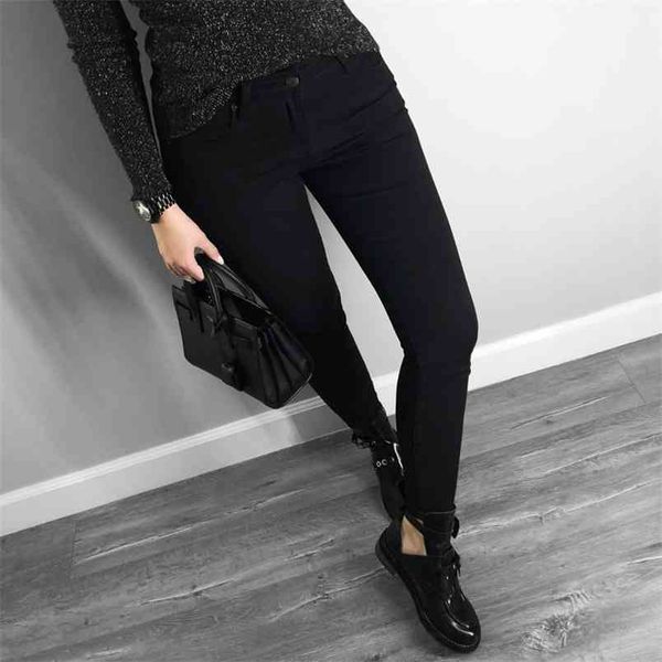 

women jeans skinny basic style casual solid color denim pants slim black stretch 210708, Blue