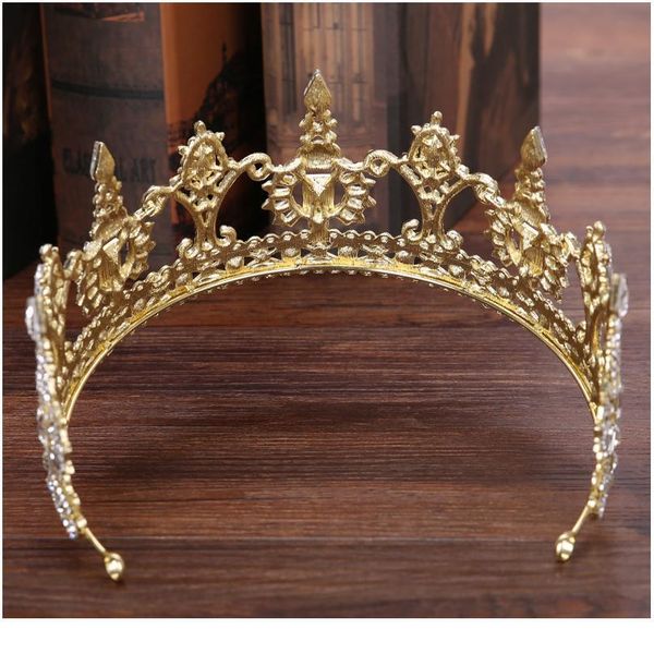 

vintage golden wedding crown baroque rhinestone crystal headdress queen crown bridal hair accessories crown female h jlleld, Silver