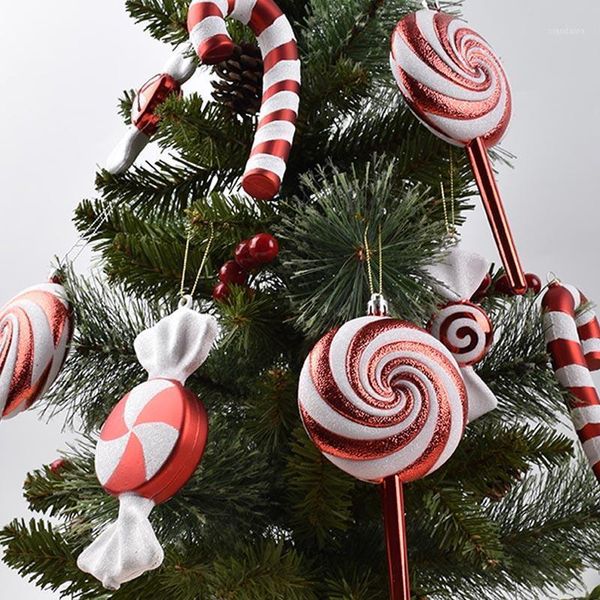 

christmas decorations red and white candy lollipops combination decoration home party large shopping mall window