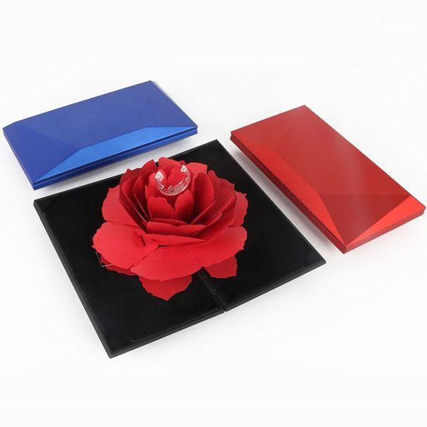 

gift wrap 3d fashion elegant rings box wedding engagement ring -up rose flower boxes for jewelry display storage holder1