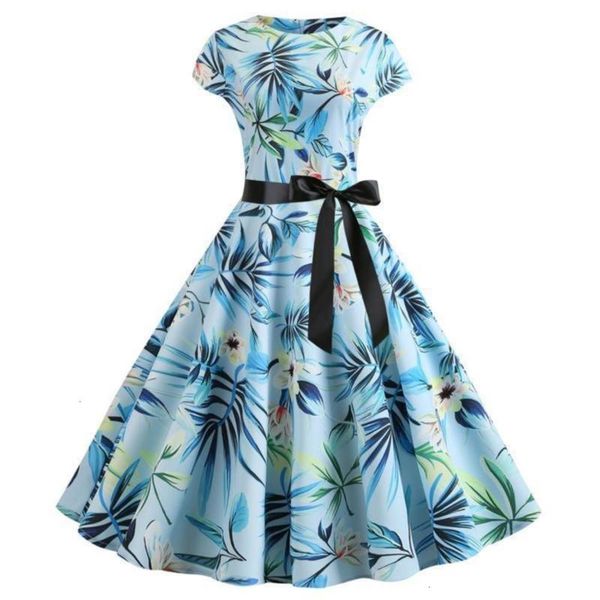 

print dress with belt hepburn, Black;gray