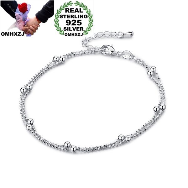 

omhxzj wholesale european fashion woman girl party birthday wedding gift sweet beads two lines 925 sterling silver anklet jl05, Red;blue