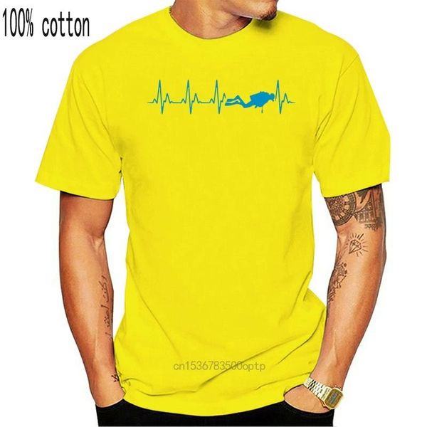 

men's t-shirts brand 2021 summer mens scuba diving t shirt diver padi heart beat heartbeat love, White;black