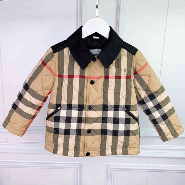 

gaoding children's clothing autumn and winter children's new cotton clothes men's and women's long sleeve plaid lapel cl, Blue;gray