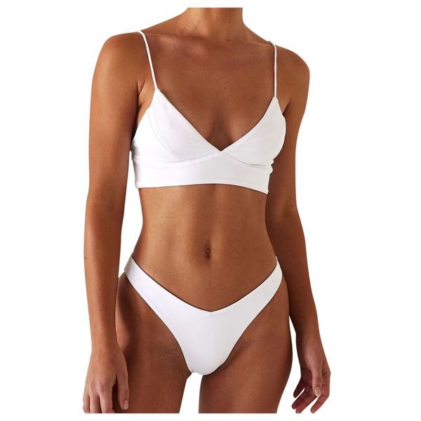 

women's swimwear women solid push up high cut lace halter bikini set two piece swimsuit lady summer holiday swim bathing suit, White;black