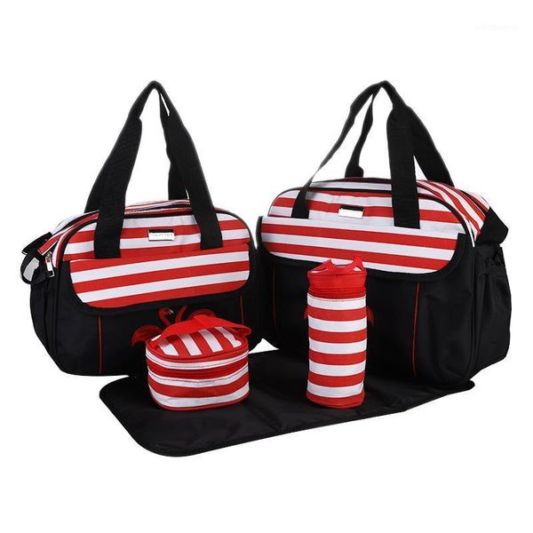 

diaper bags 5pcs/set large capacity fashion striped mummy maternity nappy baby bag travel handbag nursing for care1