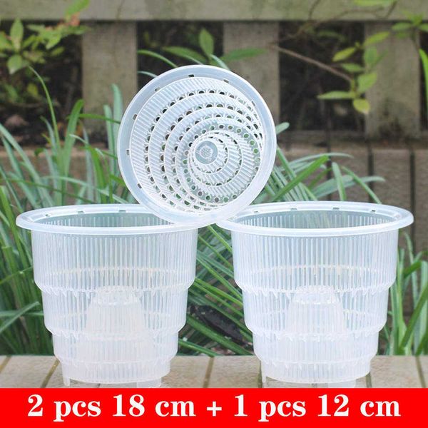 Meshpot Vaso per orchidee trasparente da 4/5/6 pollici con fori Vaso da fiori in plastica Fioriera da giardino, eccellente drenaggio, buon flusso d'aria Decorazioni per la casa 210615