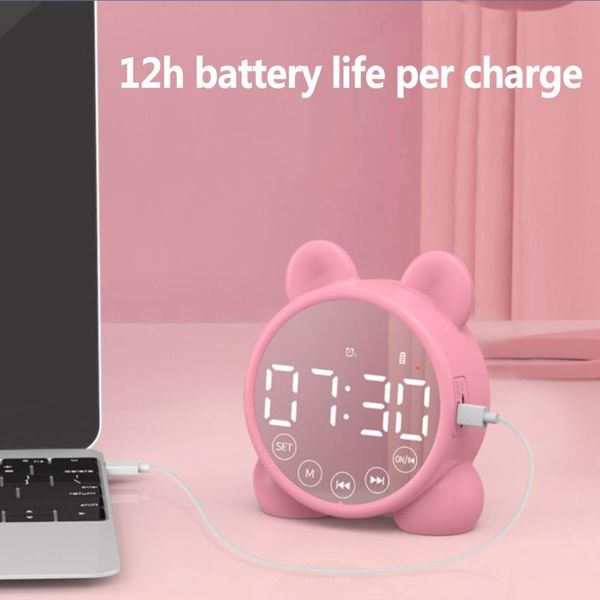 Andere Uhren Zubehör 50LB Kinder Kinder Bluetooth-kompatibel Lautsprecher Wecker Sleep Timer Nachttisch LCD Digital Display Tisch Wake-up