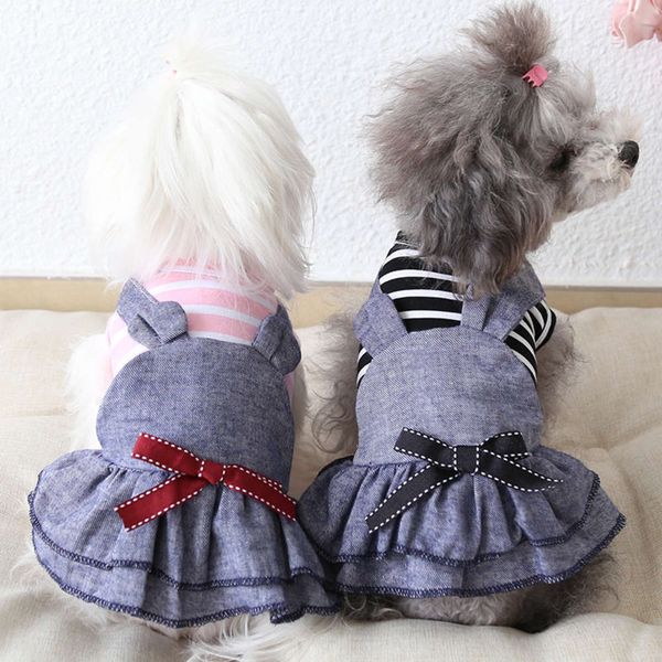 

ysgj 20 spring / summer new bear striped denim strap dog cat drs