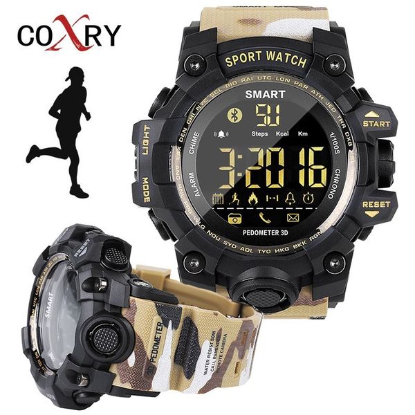 

coxry camouflage military watch digital running smart watch men sport watches men electronics wrist watch satch smartwatchg, Slivery;brown
