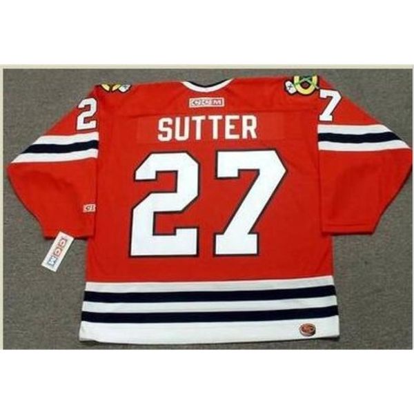 

good men youth women vintage #27 darryl sutter chicago blackhawks 1982 ccm alternate hockey jersey size s-5xl or custom any name or number, Black