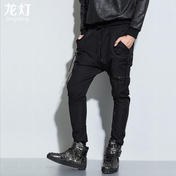 

large size shipping european and american men 's leisure harem pants stage performance clothing / m-xl, Black