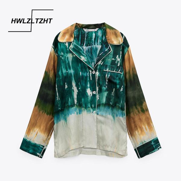 

women's blouses & shirts hwlzltzht women blouse 2021 autumn tie dye long sleeve loose casual vintage female chic blusas, White