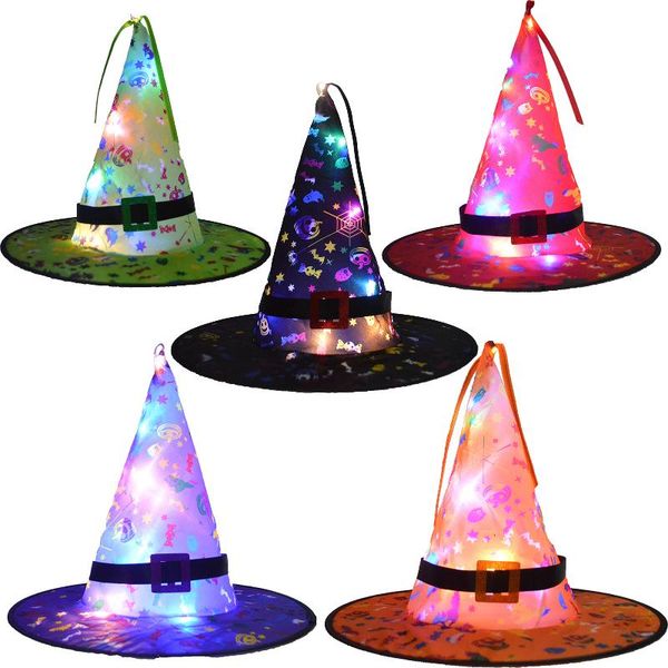 

party hats 5pcs halloween led lighted witch hat hanging headwear cosplay props decor suspension tree glowing improved