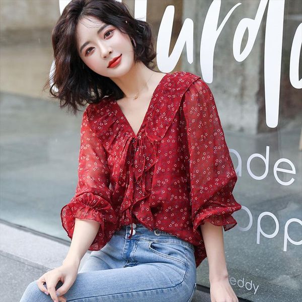 

spring summer autumn fashion women blouses casual beautiful nice ol fq54, White