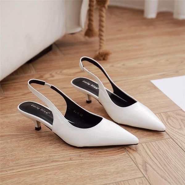 

dress shoes luxury sandalias mujer 2021 medium heels sandals women summer feminina closed toe slingback fashion zapatos de, Black