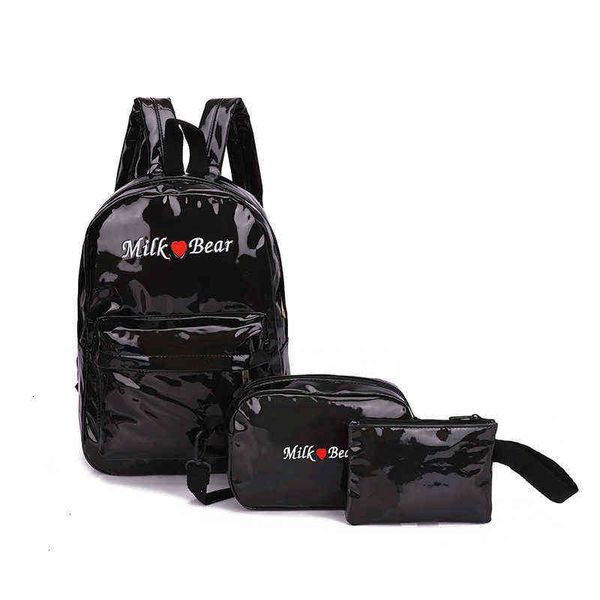 

hbp non-brand backpack fashion leisure korean student back bar large capacity simple trend patent leather sport.0018